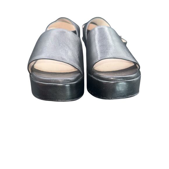 Seychelles Black Leather Platform Block Heel Sandals Ankle Strap 90s Style - Picture 2 of 10